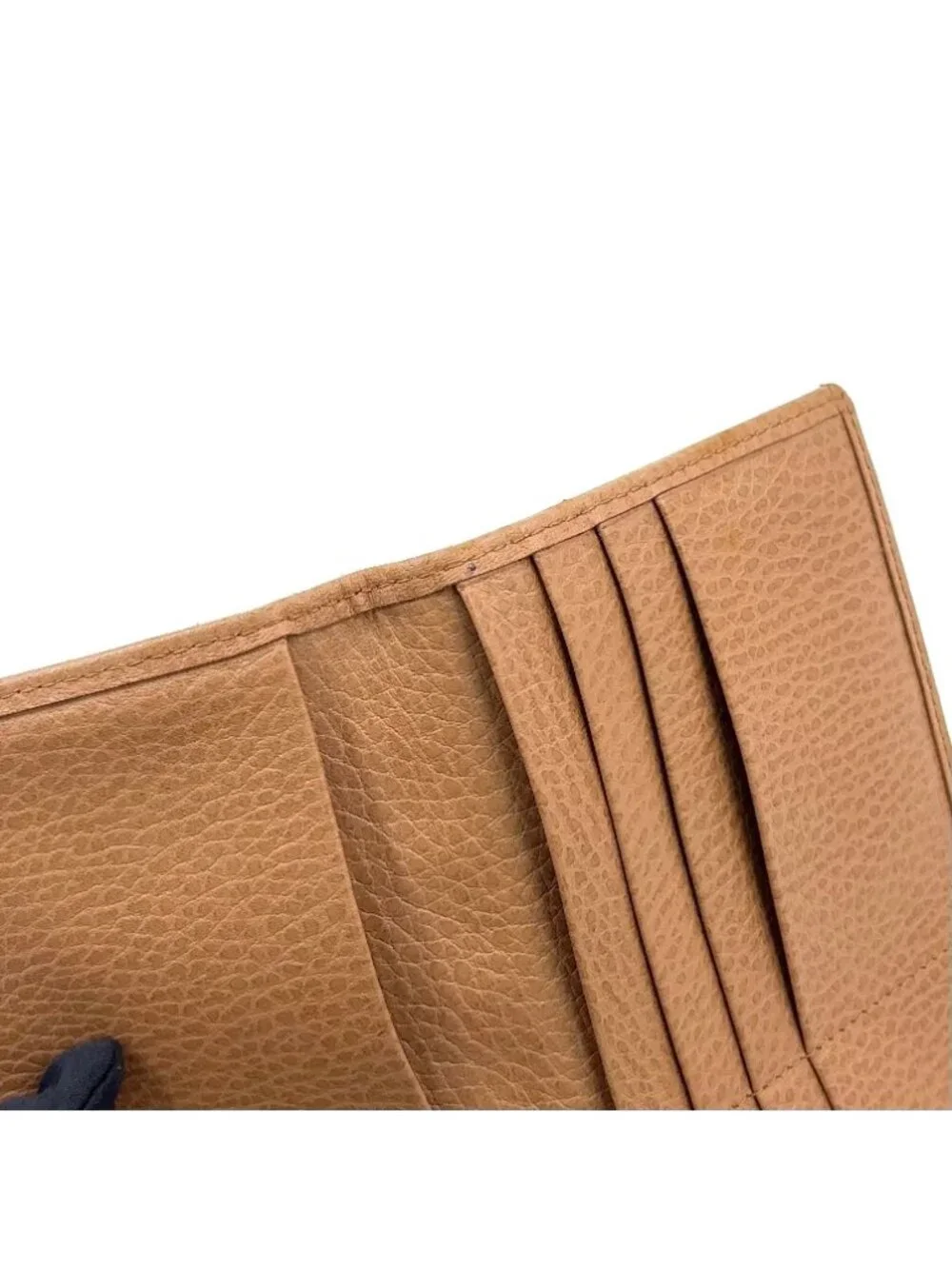 Dior Honeycomb Pattern Billfold Leather Beige Light Brown Wallet